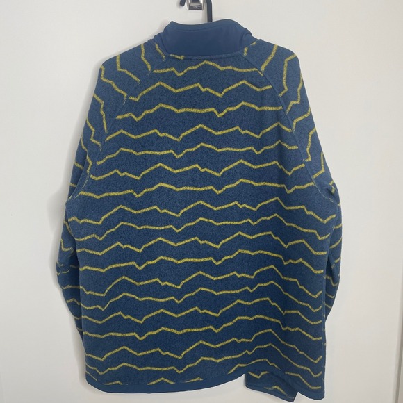 The North Face Mountain Print Gordon Lyons 1/2 Zip Fleece Sweater Blue Yellow L - Picture 10 of 10